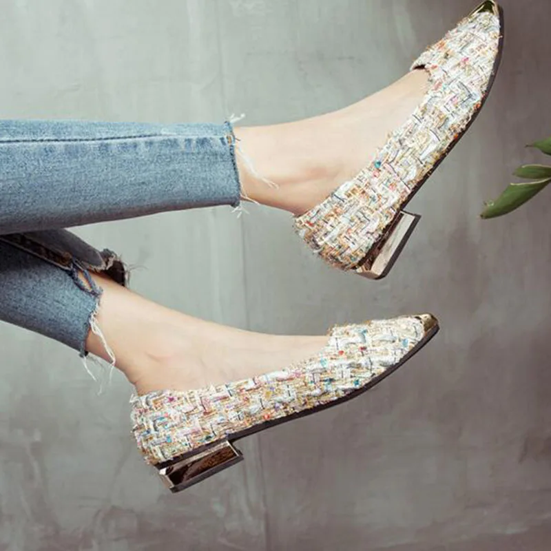 Европейские женские модные повседневные туфли-лодочки из эластичной ткани с