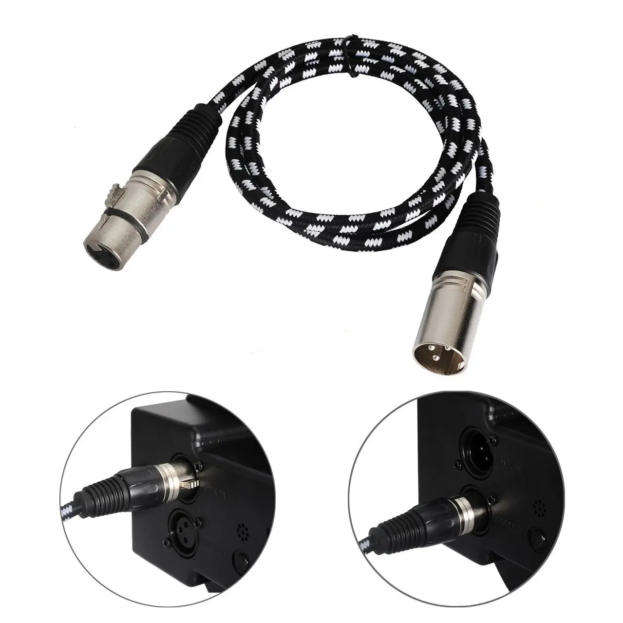 4 шт. XLR DMX кабели 3 контакта штекер гнездо фута/1 м для сценического прожектора и