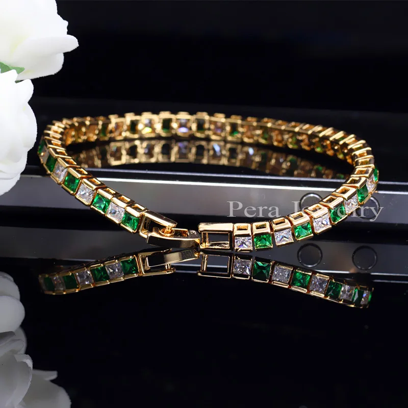 Женский вечерние с крупными квадратными фианитами золотистого цвета|bracelets for|cubic