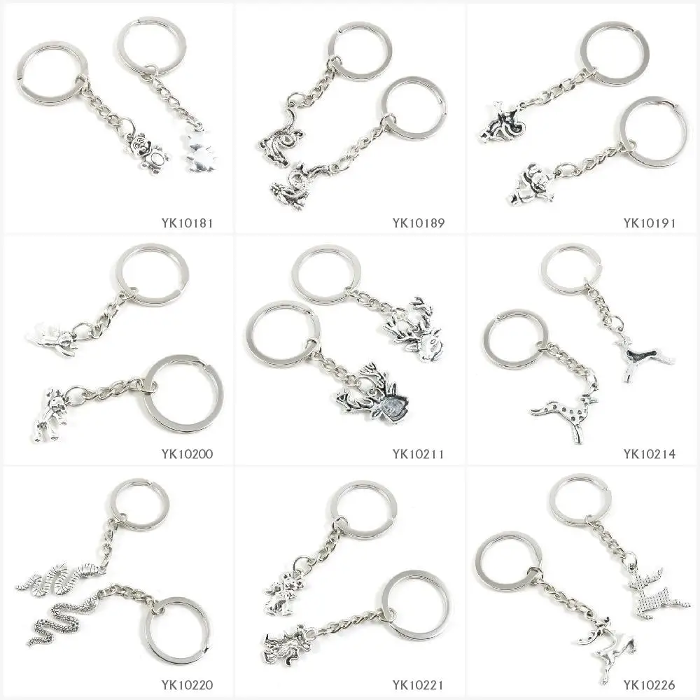 Metal Antique Silver Keychain Keyring Keytag Key Chain Ring Cartoon Bear Chinese Dragon Mouse Rat Jerry Winnie Deer Buck Sika | Украшения и