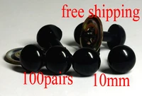 free shipping 100pairslot high quality bright black plastic safety eyes for toy teddy puppets 10mm