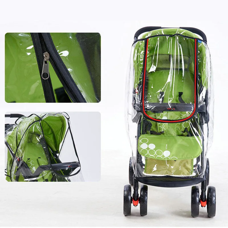 EVA Baby Stroller Accessories Waterproof Rain Cover Transparent Wind Dust Shield Zipper Open For Pushchairs Raincoat enlarge