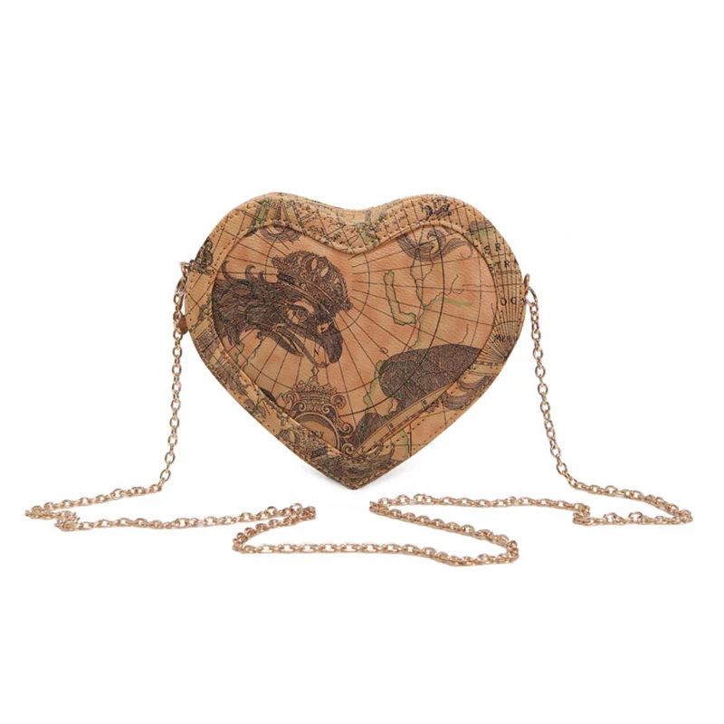 Новые модные женские сумки мессенджеры в форме сердца с милой картой мира мини