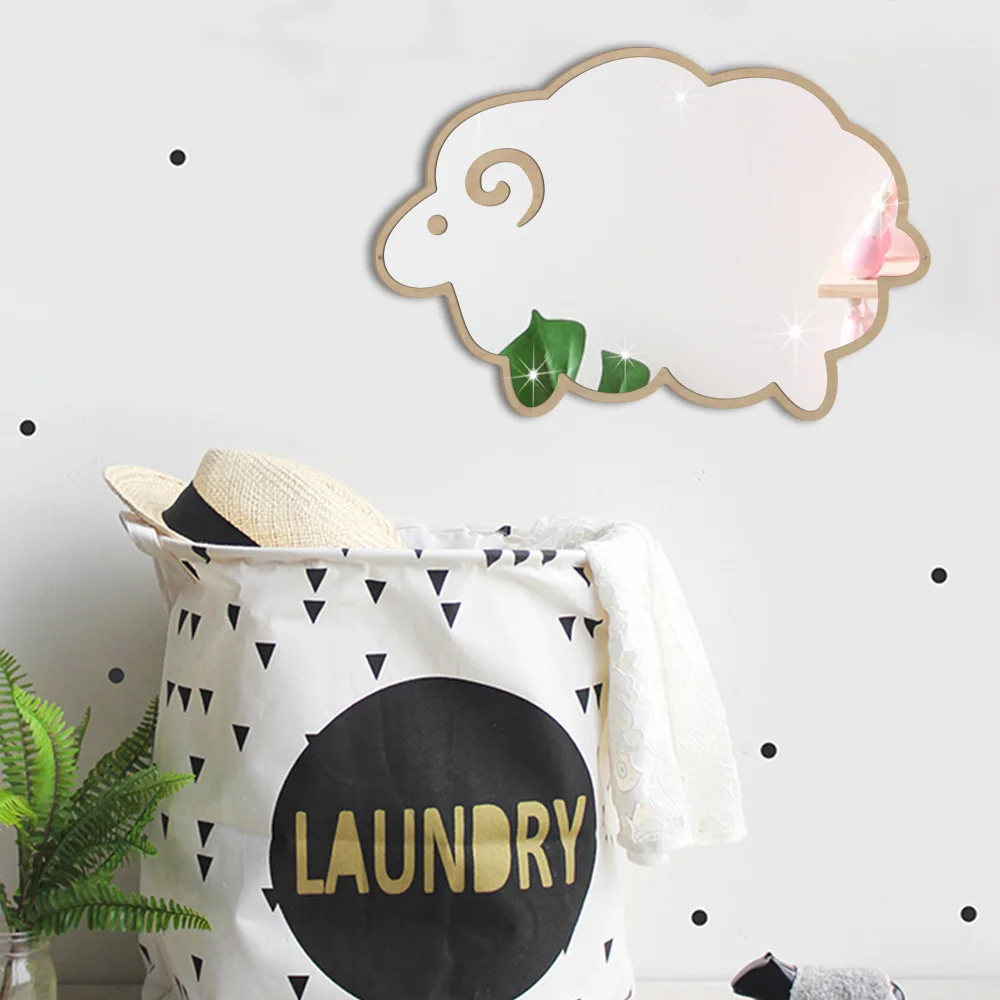 

Funlife Creative 5 sets of new green wall stickers ins wind children bedroom wall stickers cartoon sheep mirror stickers HM027