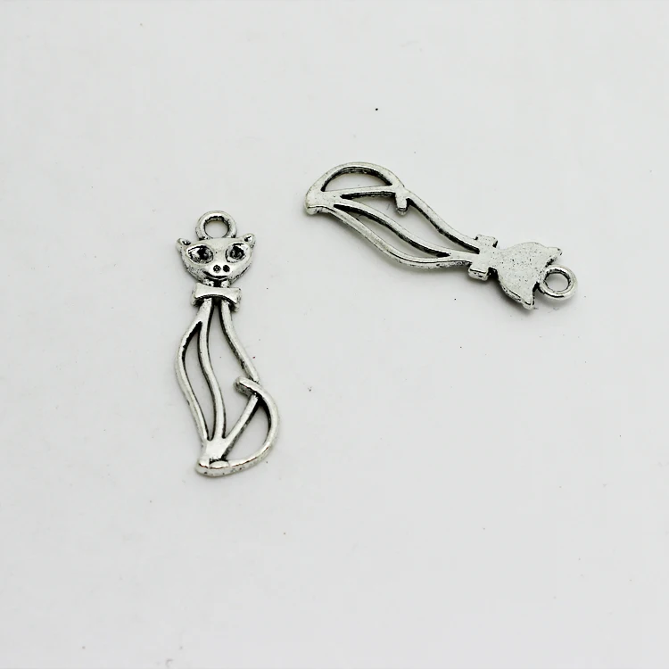 11x33mm кошки старинное серебро FO x Подвески животных Ювелирных изделий компонент DIY