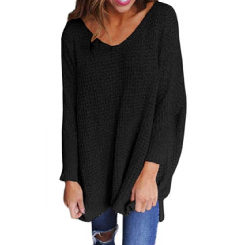Осень весна свитер Для женщин v образным вырезом пуловеры вязаный Повседневное