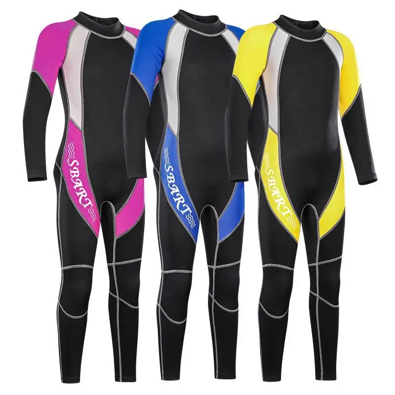 

SBART New 2mm Children's Neoprene Wetsuit One-piece 2-15 Years Kids Long Sleeve Full body Sunscreen Diving Suit Warm Swimsuit