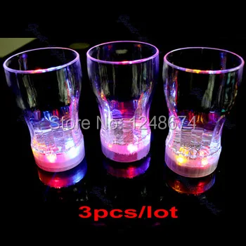Free Shipping 3PCS Colorful LED Flashing Beer Cup Cola Mug 350ml Drink Nightclub Bar Glass for Bars Party |