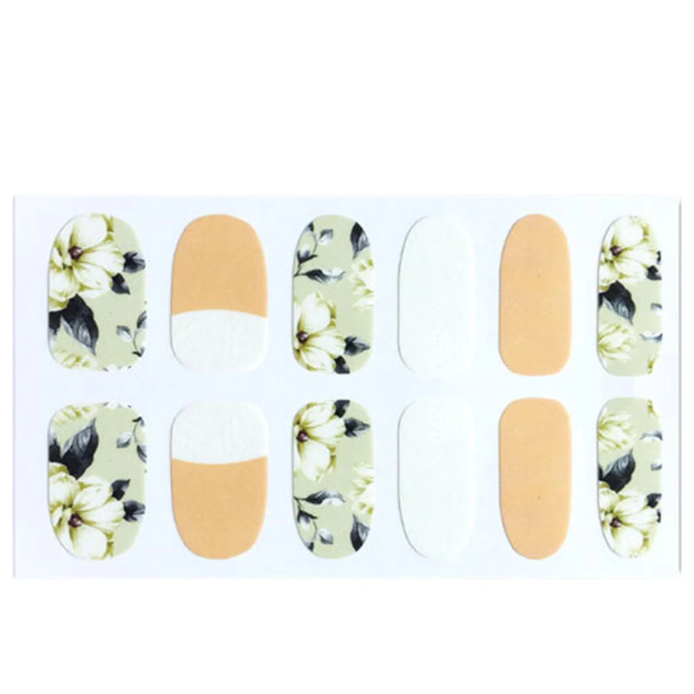 12 шт. китайский стиль цветок водостойкие наклейки для ногтей полное покрытие