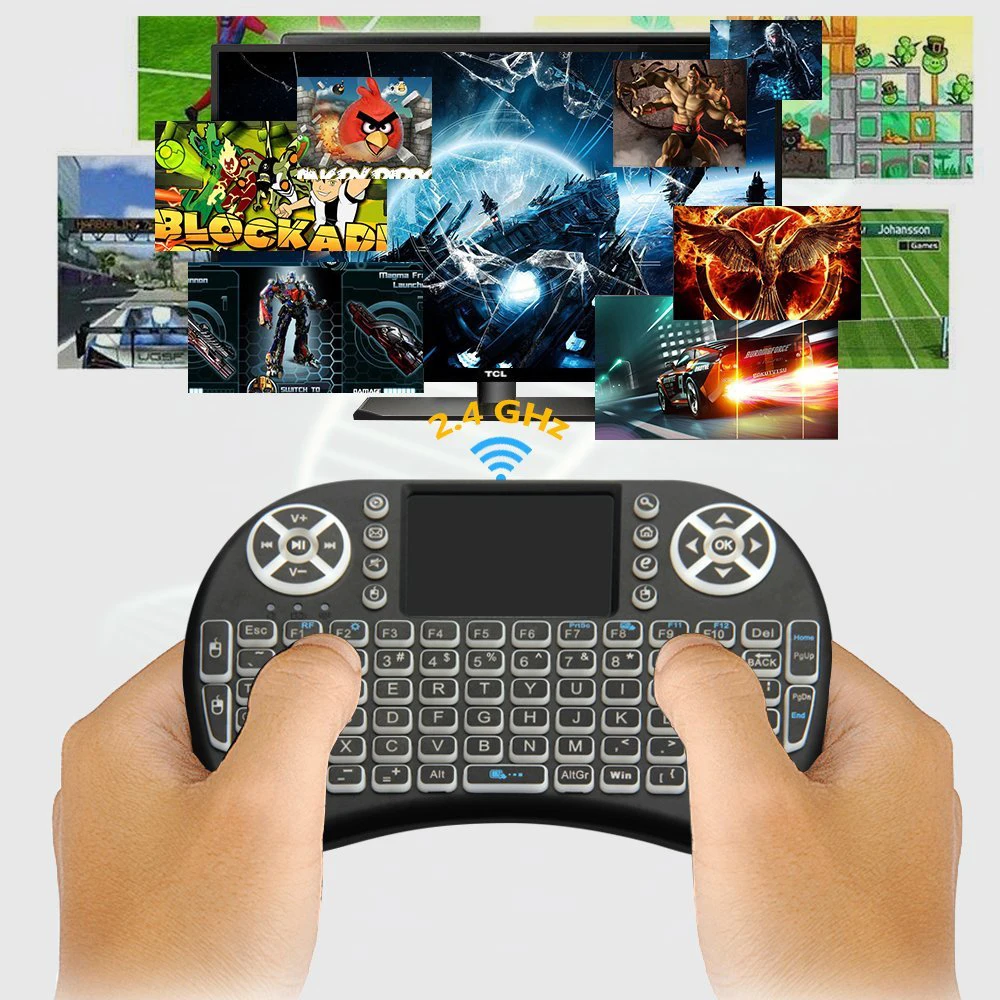 I8 Беспроводная мини-клавиатура 2,4 ГГц с тачпадом Fly Air mouse для tv BOX PS3 PC(без подсветки AAA батареи