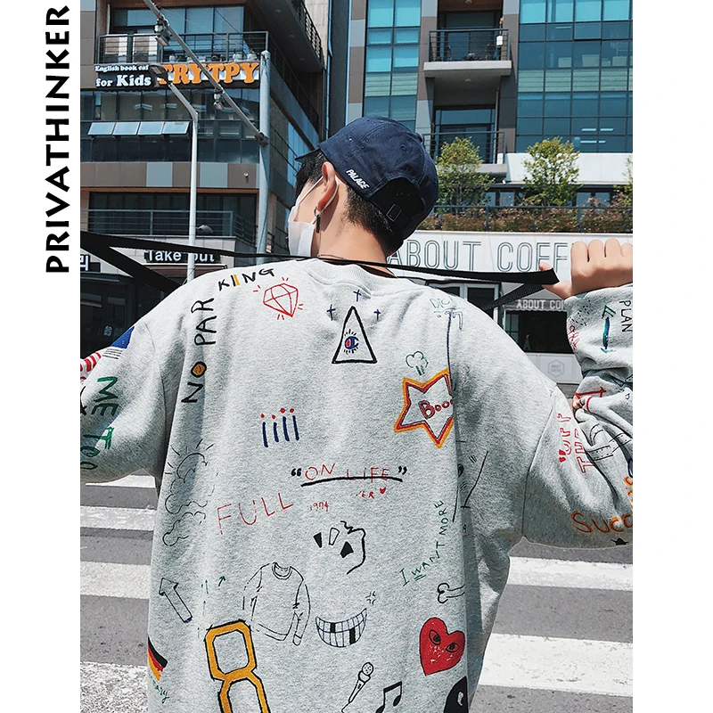 Privathinker японский Уличная толстовки для мужчин 2019 s Harajuku корейский стиль кофты