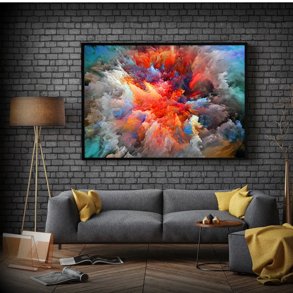

CHENFART Large Abstract Art Canvas Poster Art Landscape Oil painting Cloud Print Colorful Wall Picture Living Room Home Decor