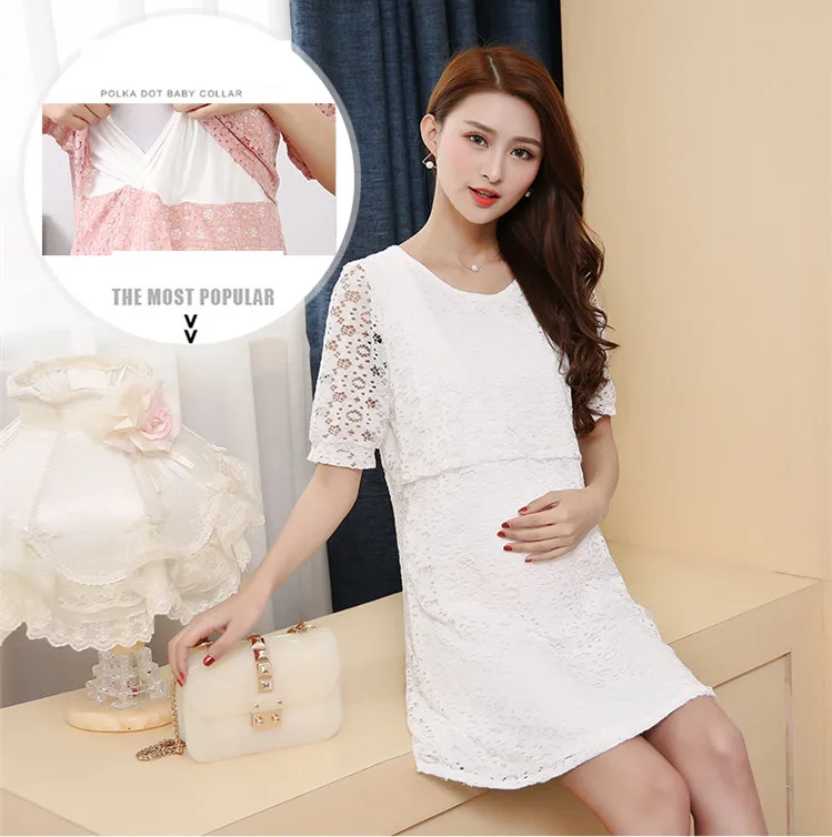 2 шт. летнее кружевное платье для мамы и дочери белое розовое беременных женщин