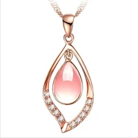 top quality silver plated girl choker necklace jewelry female trendy rose gold crystal pendant necklace for women accessories