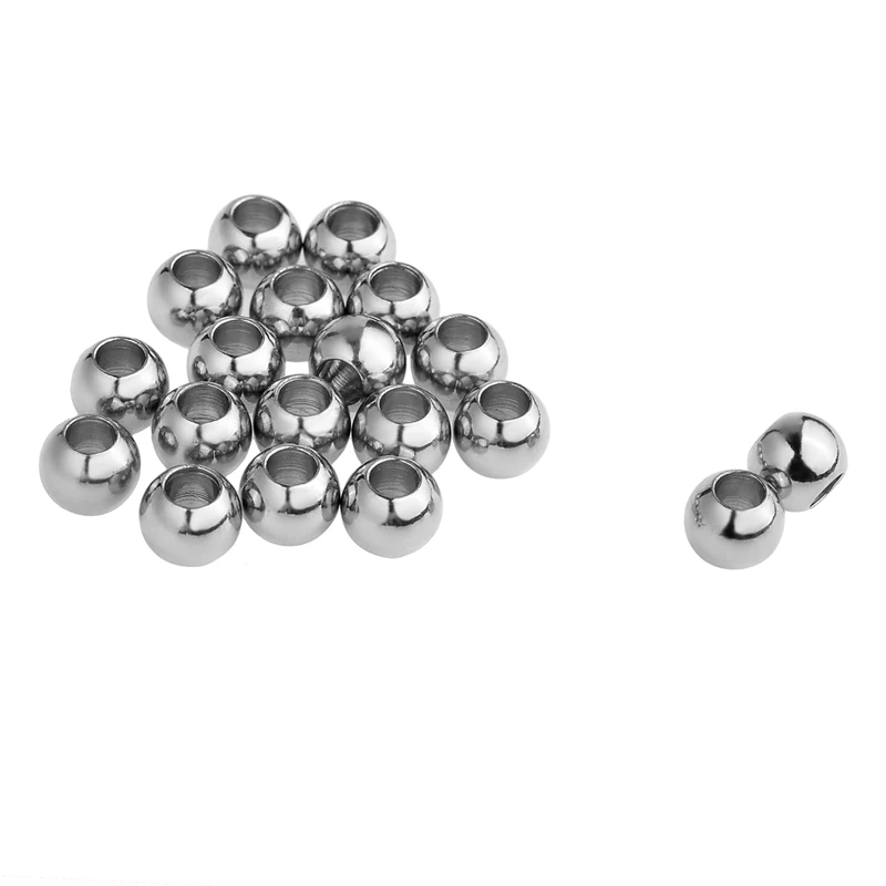 LASPERAL 20/40 шт. Нержавеющая сталь круглый однотонный спейсер бисер с серебряной