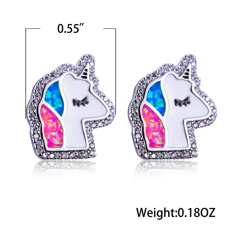 Женские серьги в стиле бохо с голубым и розовым огненным опалом серебряные