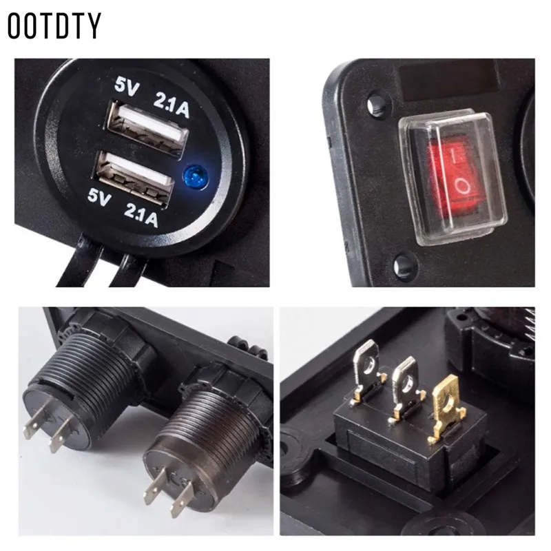 Высокое качество 1 комплект DC 12 В Авто Лодка Грузовик двойной USB зарядное устройство с прикуривателем переключатель вкл./выкл. Для телефона