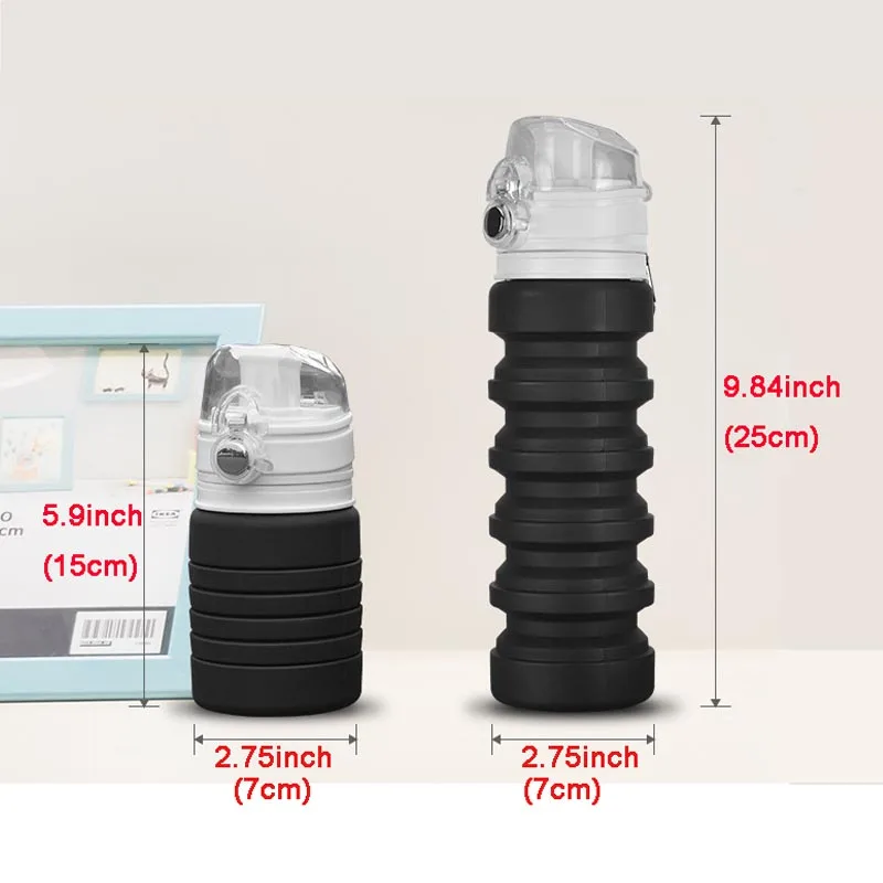 New Hot 500ml High Capacity Outdoor Sport Bottle Silica Travel Hiking riding Camp Fold Portable Telescopic Button Water | Спорт и