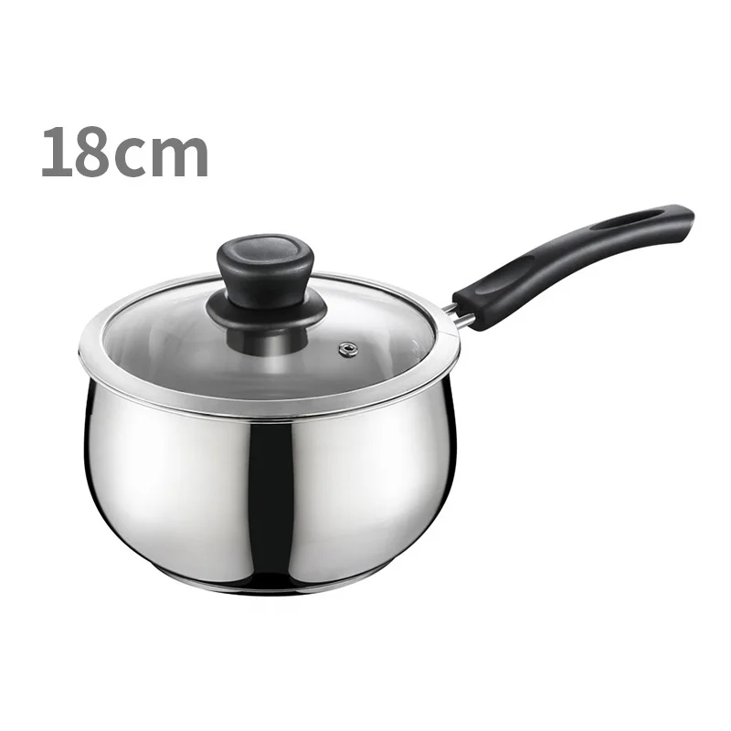 18CM 14 см/16 см/18 см Кастрюля из нержавеющей стали с антипригарным покрытием для приготовления супа кастрюля для подогрева молока мини кастрюля толстое дно кухонная посуда - Цвет: 18CM