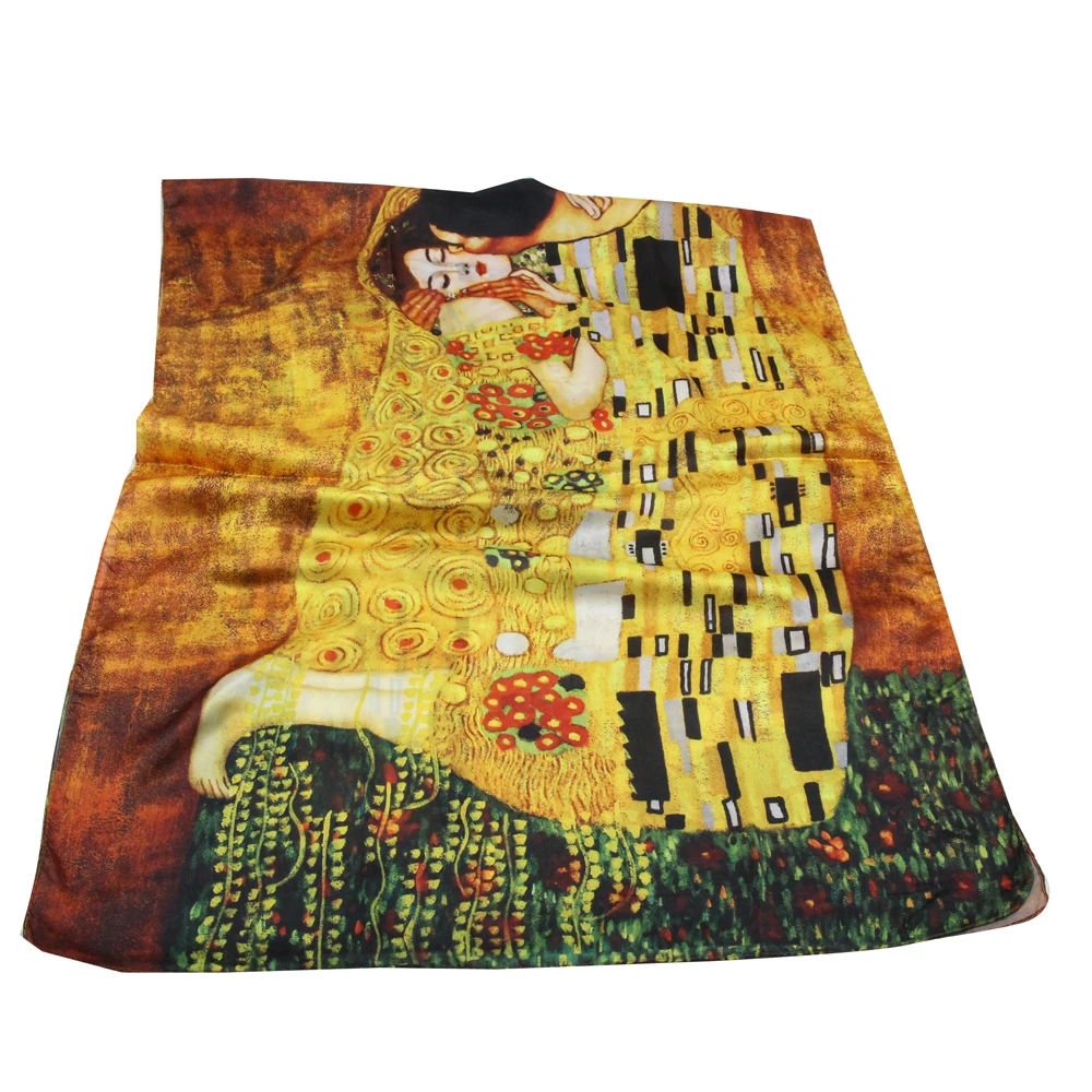 Женский шарф Бандана KlimtVan Gogh с масляной цифровой картиной в итальянском стиле
