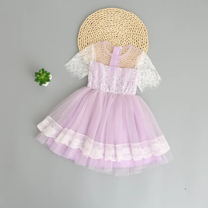 

2018 Girls summer short sleeves lace dress , dress girl , princess dress , 5pcs/lot JYF03