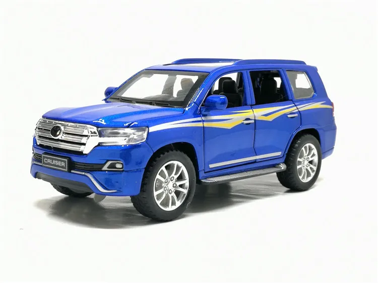 1:32, Toyota LAND CRUISER, литые под давлением модели автомобилей, игрушки с шестью открывающимися дверями, задний звуковой светильник для детей, игрушки