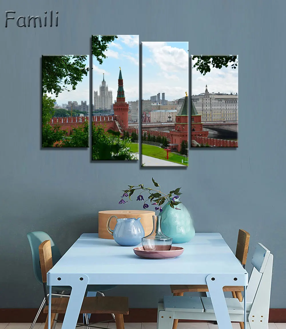 4 шт. городское здание российский Кремль дворец пейзажная комната домашняя стена