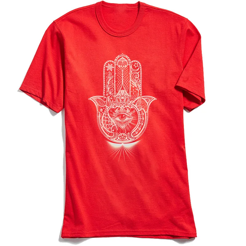 Футболка Hamsa мужская с коротким рукавом фиолетовый топ круглым вырезом из 100%