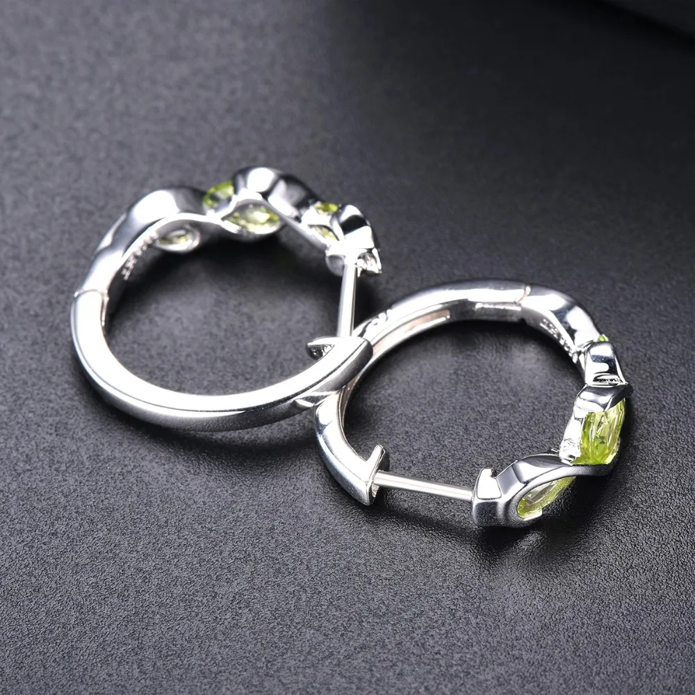 Hutang 1.64ct натуральный Перидот серьги-кольца 925 пробы Серебряный Драгоценный Камень бесконечные украшения дизайн для женщин лучший подарок