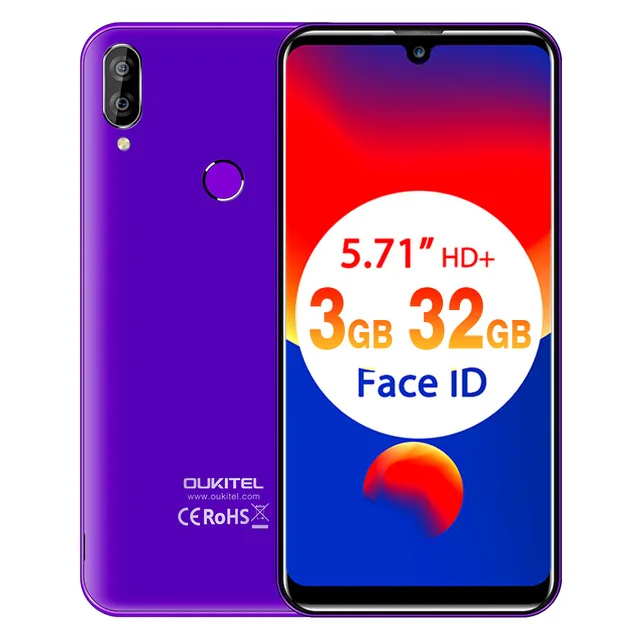 Purple OUKITEL C16 Pro 5,71 ''Android 9,0 19:9 мобильный телефон с экраном капли MT6761P Quad 3 Гб ram 32 Гб rom смартфон 4G LTE мобильный телефон - Цвет: Purple