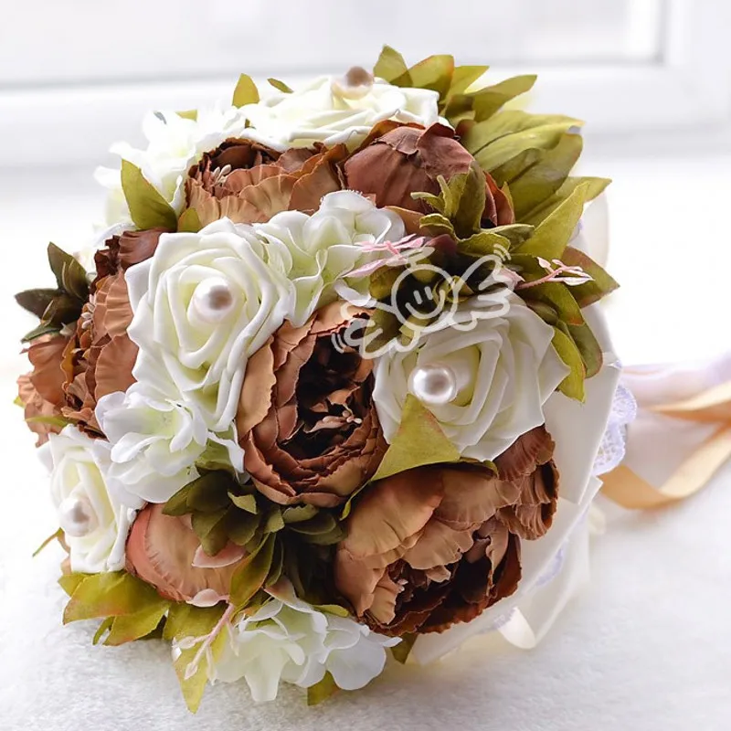 Винтажные Свадебные букеты 3 цветов розовые фиолетовые кофейные с кристаллами