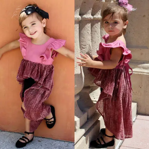 Vintage Toddler Kid Baby Girls Lace Flower Party Pageant Tutu Dress Tops Clothes Patchwork Children Girl Enfant Dresses Lovely | Детская