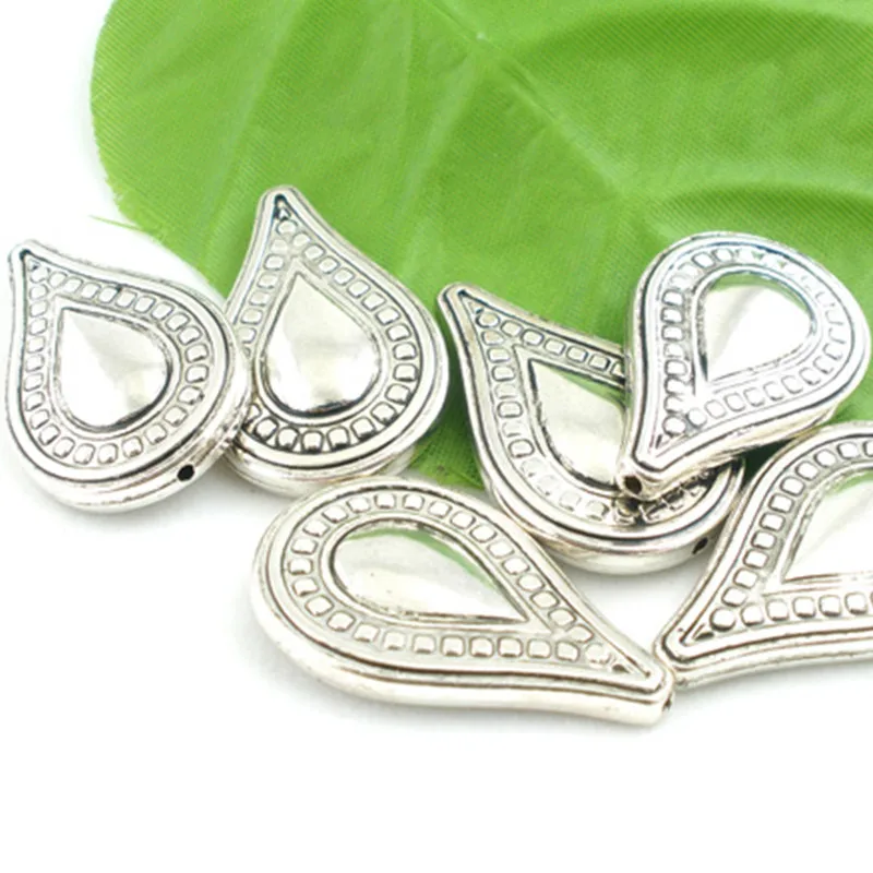 

100Pcs Silver Tone Teardrop CCB Spacer Beads Jewerly Diy Findings 35x22mm