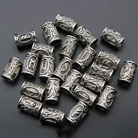 24pcsset viking runes diy beard tube beads for jewelry making hair beard beads fit charm bracelet necklace diy spacer beads