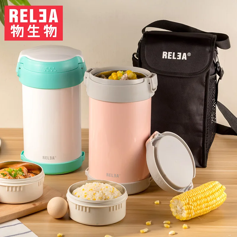 Контейнер для еды вакуумный из нержавеющей стали 3 уровня без БФА|vacuum lunch jar|insulated