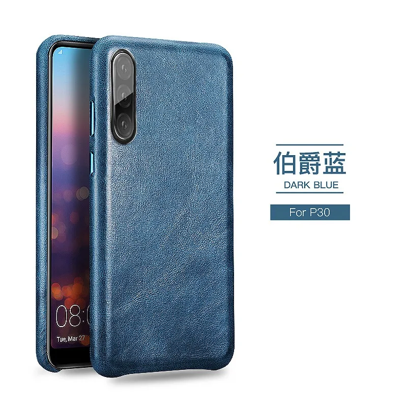 Первый слой воловьей кожи чехол для телефона huawei P30 PRO P30 чехол матовый Ретро Натуральная кожа - Цвет: 1 P30