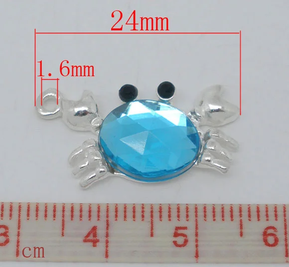 Doreen Box Милые 10 Серебристые Акриловые подвески крабы 24x13 мм (B07189)|acrylic pendant|silver pendantbox
