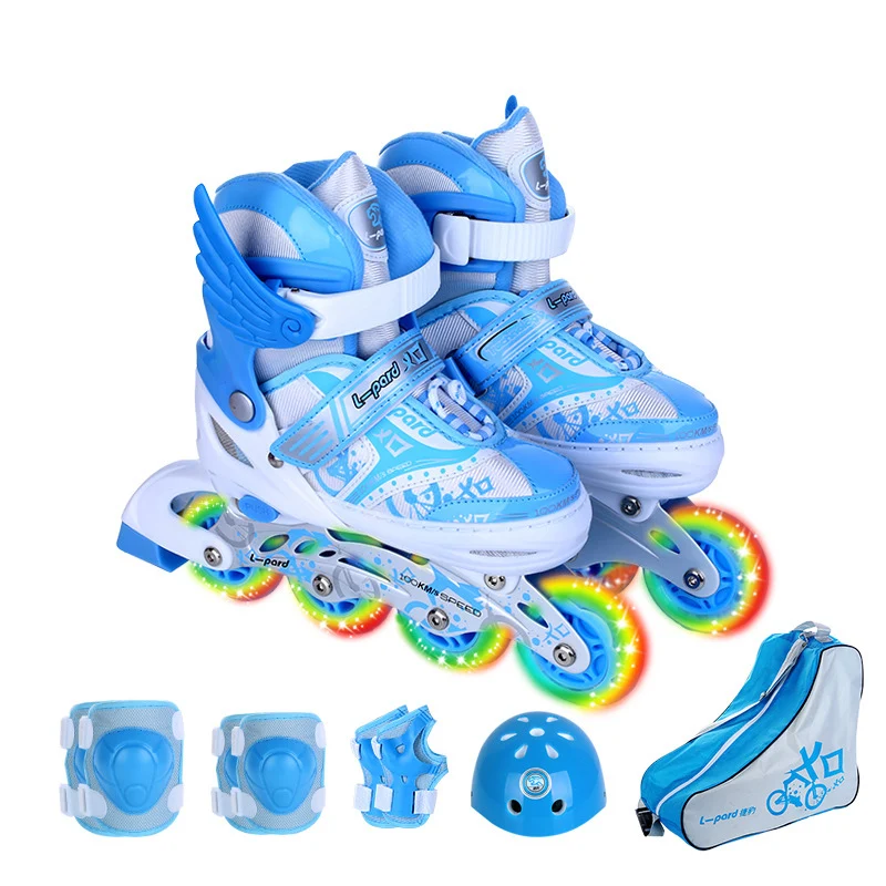 2021 Flash 9 In 1 children's Inline Skate Roller Skating Shoes PVC Adjustable Outdoor Gear Washable Hard Wheels Kids Teenagers