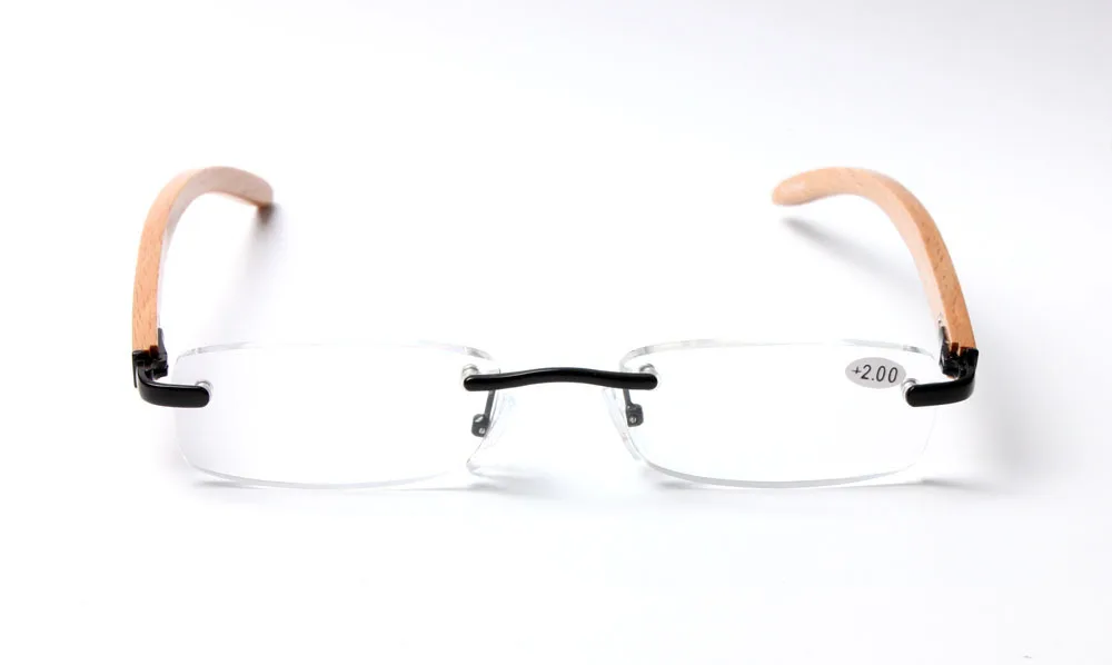Очки для чтения без оправы из дерева и бамбука линзы серебристого сплава