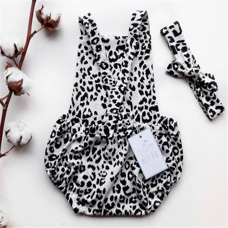 Одежда для малышей леопардовой расцветки Девочек Цельный Детский комбинезон с