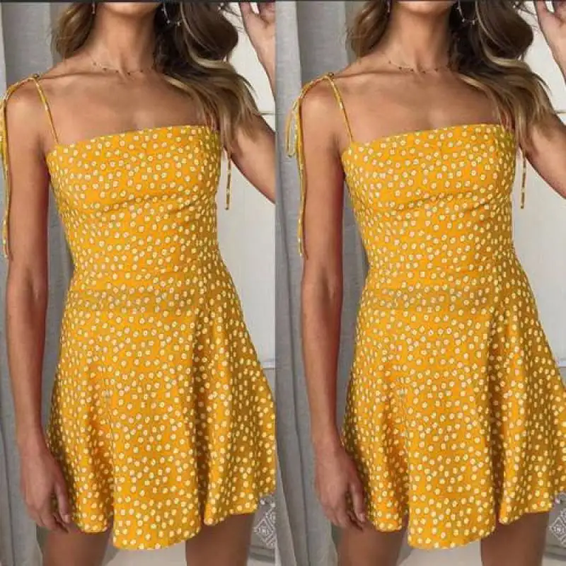 

Women Dress Summer Fashion New Dot Sling Mini Dress Red/Yellow/Green/Navy Blue