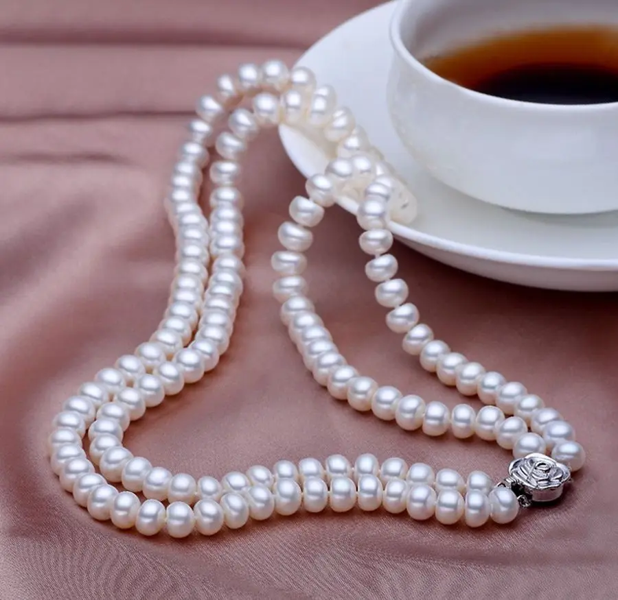 Женское Ожерелье из натурального пресноводного жемчуга 2 ряда|necklaces for women|necklace