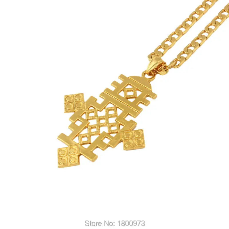Ethiopian Cross Big Pendant18k Gold Filled Plated Chain Necklace Ethiopia Item Jewelry African Women Men | Украшения и аксессуары