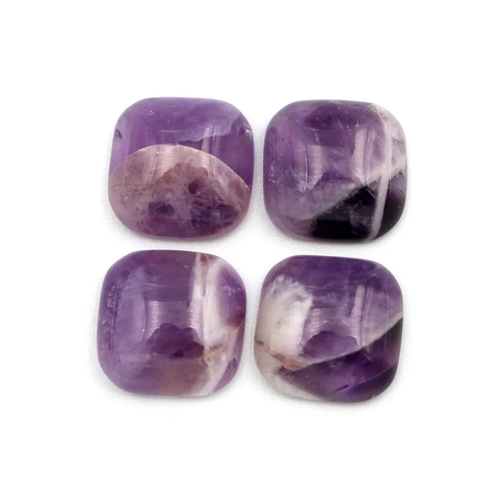 

( 12 Pieces/lot) 12mm Amethyst stone Filleted Cornet Square Dome Cabochon Natural Multi stone Flat Back cabochons