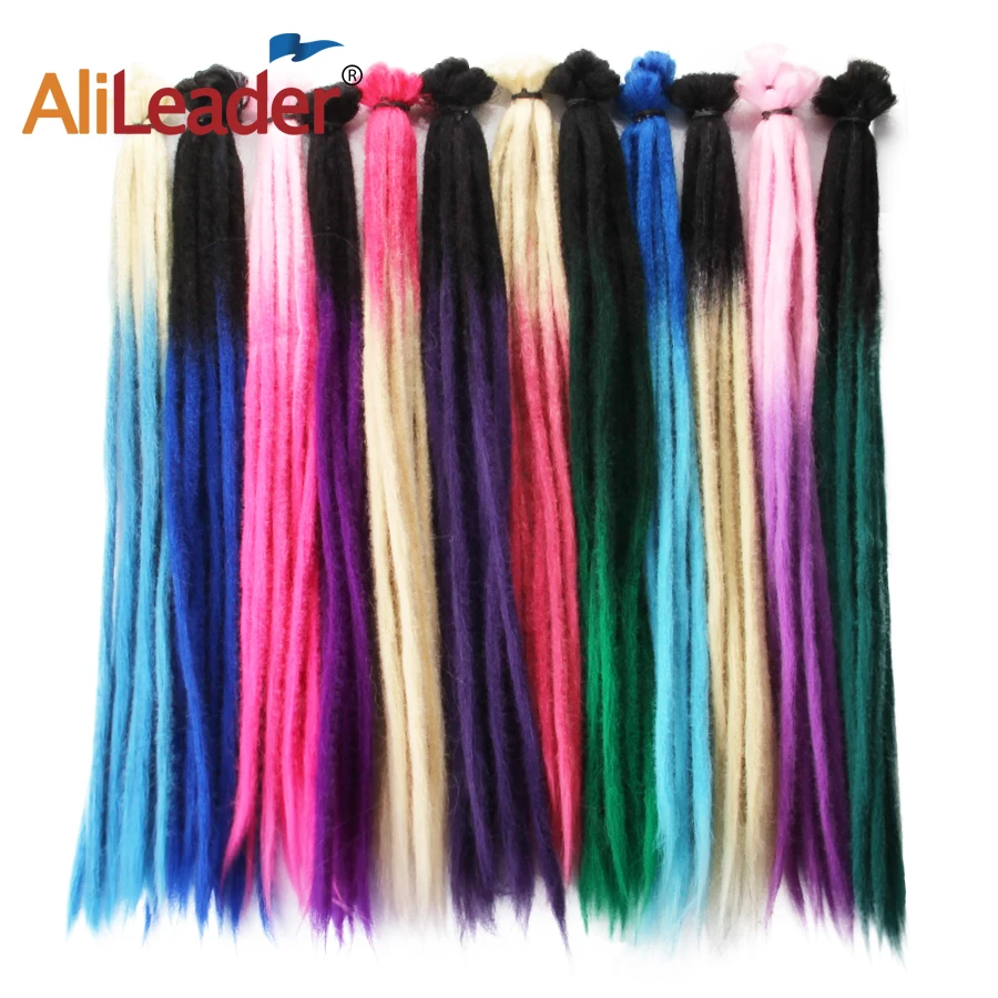AliLeader 52 Color Handmade 20 Inch Long Crochet Braiding Hair Extensions Pure and Ombre Synthetic Dreadlocks Braids 1 Strands |