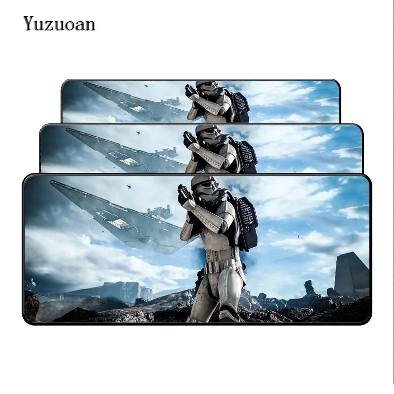 Большой игровой коврик для мыши Yuzuoan Star Wars Battlefront Удлиненный с блокировкой края