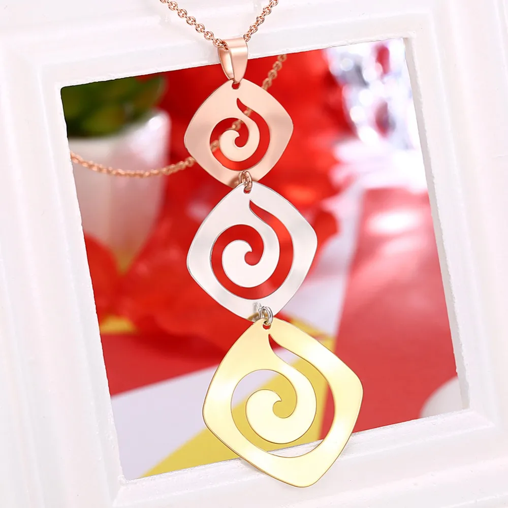 Fashion Gold Color Pendant Necklace Square Music character Classic Women Statement Jewelry Girl Party Accessories | Украшения и