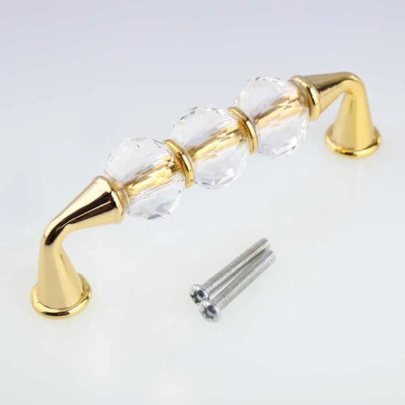96mm handles 96 мм модные роскошные стеклянные Хрустальные Ручки для шкафа, дверных ручек, Золотые круглые ручки для ящиков 3,7" стеклянные алмазные ручки - Цвет: 96mm handles