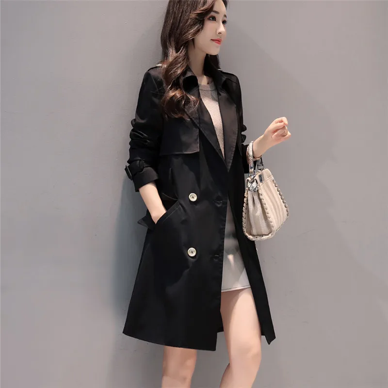 Мода 2020 Новинка весна осень женский длинный плащ Повседневный двубортный