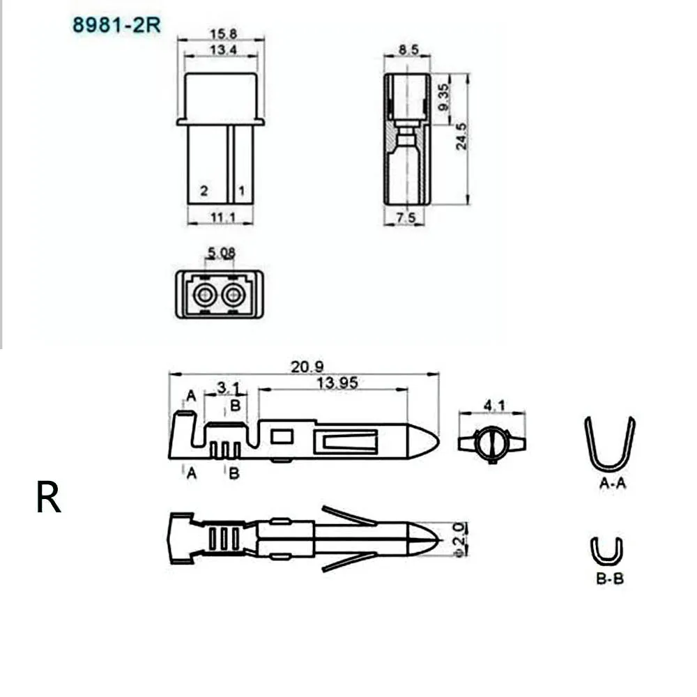 1 комплект 5 08mm 2 штифта белый прозрачный нейлоновый мужской разъем с терминалом
